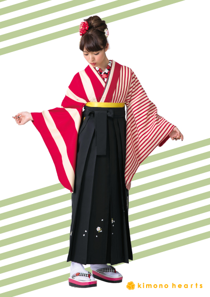 ハカマニ ハカマ N-22:黒/桜 の袴